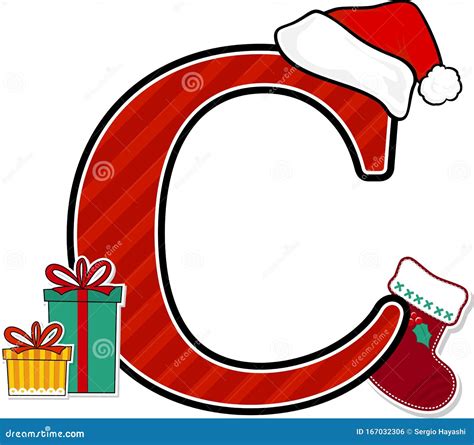 Capital Letter C With Christmas Design Elements