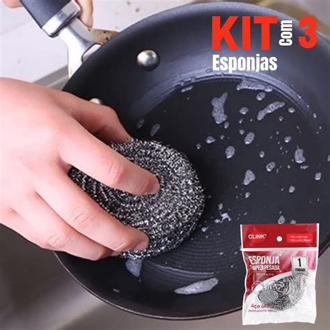 Kit Esponjas Inox Limpeza Pesada A O Inox Panela Grelhas Shopee Brasil