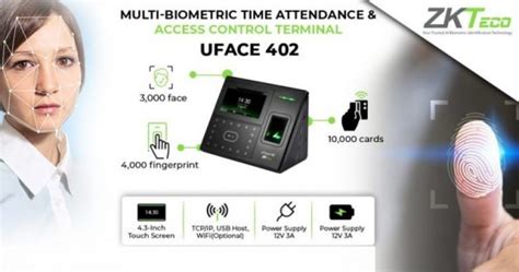 Contrôle d accès ZKTeco UFace402 multi biométrique facial