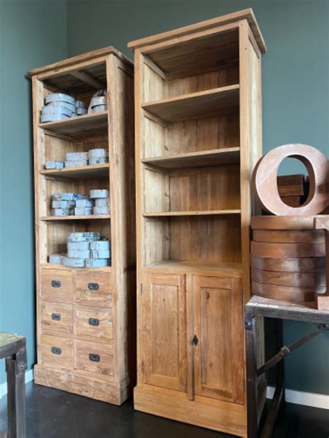 Boekenkast Oud Teak Laden Landelijke Kasten In Stoer Oud Hout