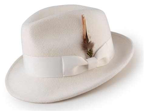 Men's White Wool Felt Fedora Hat Snap Brim Crushable | Men's Fashion