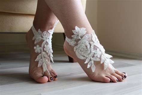 Barefoot Wedding Bridal Barefoot Sandals Vory Lace Sandals Wedding