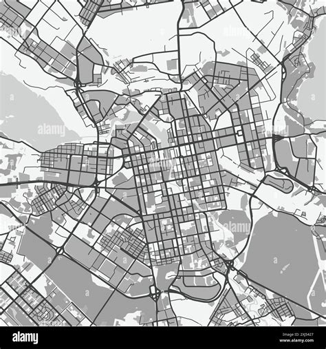 map  yekaterinburg  russia  grayscale  layered vector  roads water parks