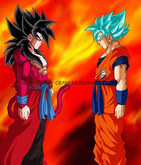 Goku Xeno Super Saiyajin Fase 4 Vs Goku Super Saiyajin Blue Personajes De Dragon Ball Super