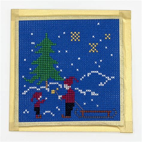 Christmas Card Made With Cross Stitch Cross Stitch Chart Christmas