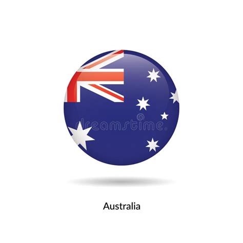 Australia Flag Round Glossy Stock Vector Illustration Of Nation