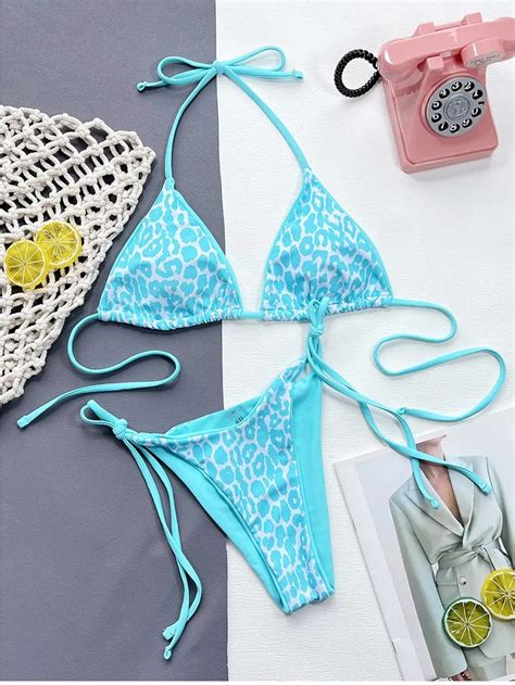 Strój Kąpielowy BIKINI Stringi Neon Wiązane Panterka S Inna marka Moda Sklep EMPIK