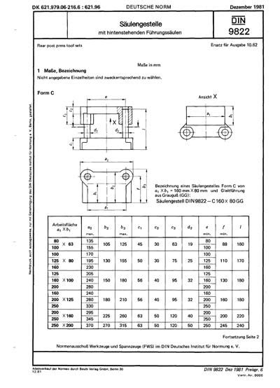 DIN 9822:1981 DE - Säulengestelle mit hintenstehenden Führungssäulen ...