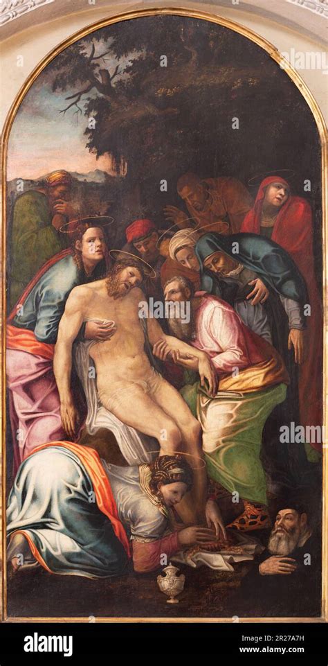 NAPLES ITALY APRIL 22 2023 The Painting Of Deposition Pieta In