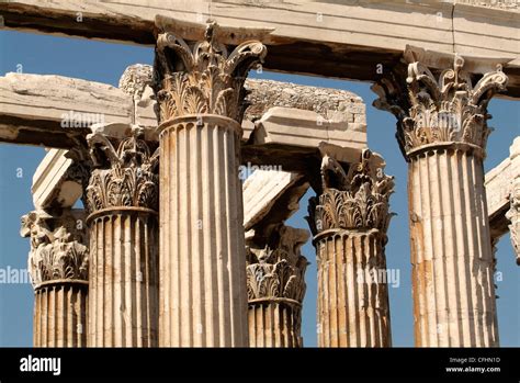 Grèce Athènes Temple de Zeus Olympien Détail de la colonne Photo Stock