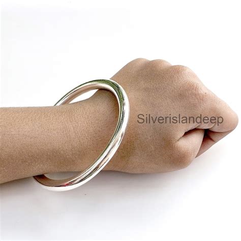 Heavy Silver Bangle Etsy UK