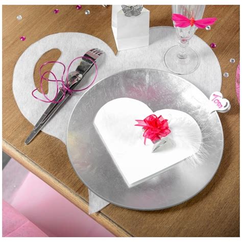 Set De Table Coeur Rose Intiss Les