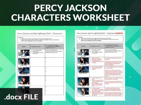 Percy Jackson Characters Worksheet Teaching Resources