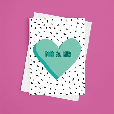 Same Sex Wedding Day Card A5 Mr And Mr Wedding Day Card Same Sex