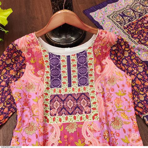 Muslin Printed Sequence Work KURTI