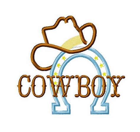 Cowboy Western Embroidery Applique Design Cowboy Across Etsy New