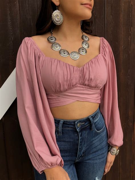 Amari ” Silk Long Sleeve Crop Top Mauve Ale Accessories