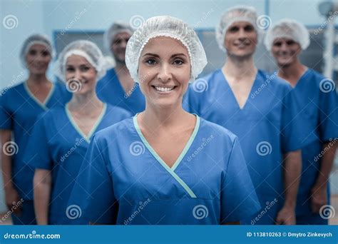 Delighted Female Surgeon Wearing Uniform Stock Image Image Of