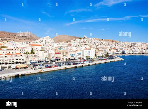 Syros Island Greece October Ermoupoli And Ano Syros Cities