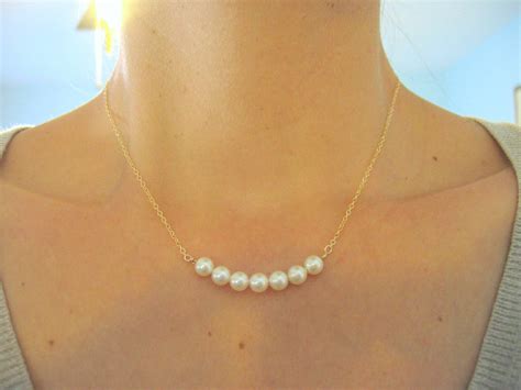 Pearl Necklace Row Of White Pearls Bridesmaids Jewelry Bridal Jewelry On Luulla