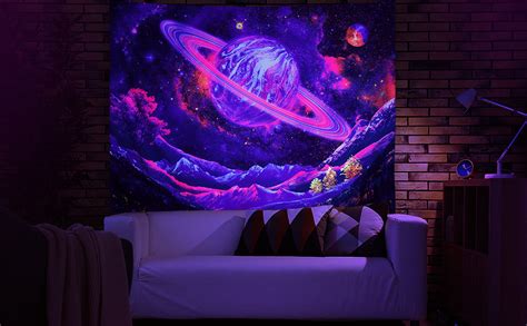 Amazon Leofanger Blacklight Tapestry Uv Reactive Planet Tapestry