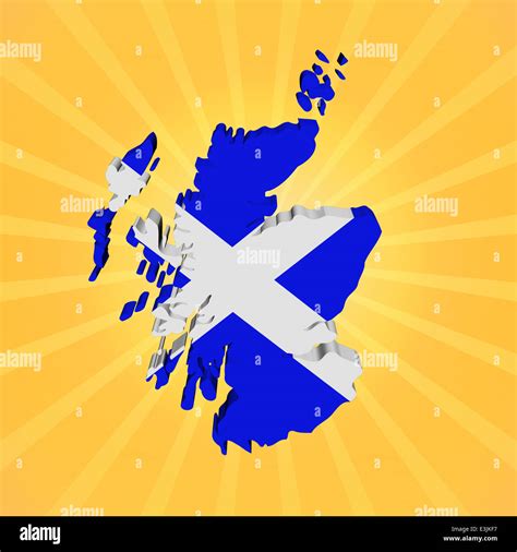 Schottland Landkarte Flagge Auf Sunburst Illustration Stockfotografie