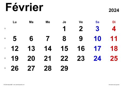 Calendrier Février 2024 Pdf Excel Et Word Calendarpedia