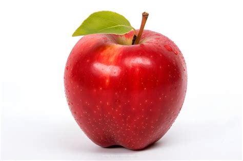 Red Apple With Green Leaf Isolated On White Background Premium AI