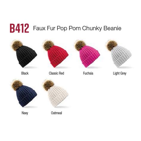 Beechfield Fur Pom Pom Chunky Beanie Farm Wardrobe