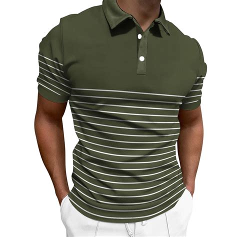 Hfolob Mens Polo Shirts Male Casual Fashion Color Matching Striped