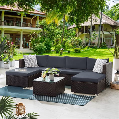 Buy Tribesigns Rattan Garden Furniture Set Piece Outdoor Garden