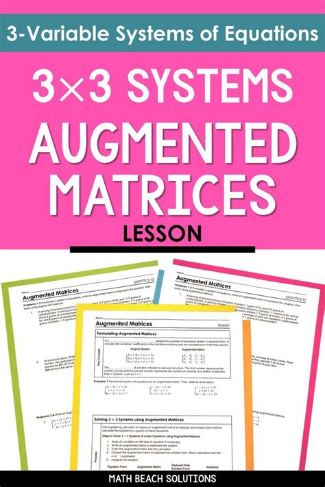 X Systems Augmented Matrices Lesson Algebra Lesson Plans Algebra