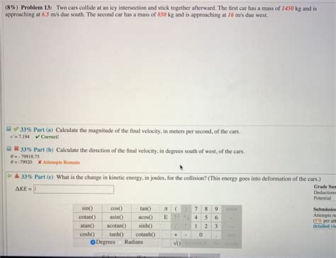 Solved Problem Two Cars Collide At An Icy Chegg