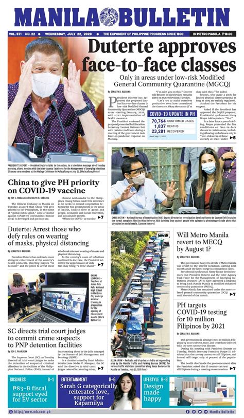 Manila Bulletin News On Twitter Manila Bulletin Headline For Today