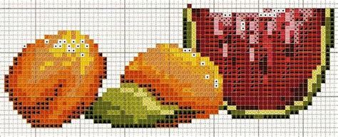 A Cross Stitch Pattern With Oranges And Apples