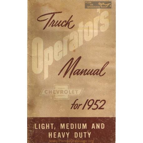 Chevrolet Truck Operators 1952 Plan De Graissage