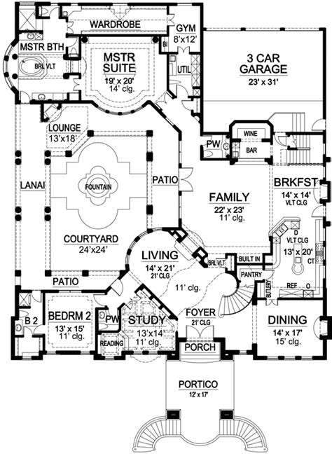 Luxury House Plan With Central Courtyard 36246tx Architectural Designs House Plans