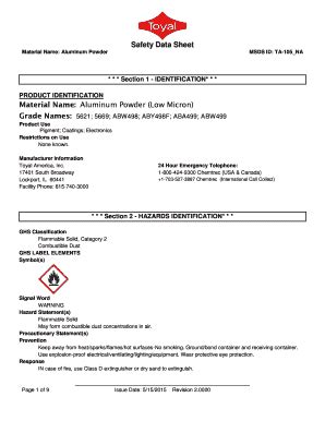 Aluminum Powder Msds Fill Online Printable Fillable Blank Pdffiller