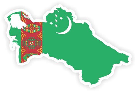 Turkmenistan Map Flag Silhouette Sticker For Laptop Book Fridge Guitar