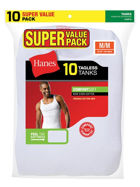 Hanes Mens Super Value Pack White Tank Undershirts 10 Pack