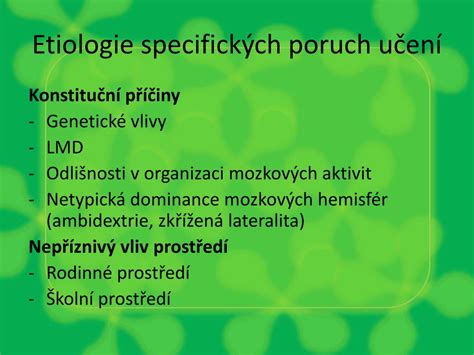 PPT SPECIFICKÉ PORUCHY UČENÍ PowerPoint Presentation free download