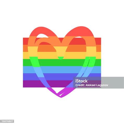 Vector Rainbow Flag And Heart Isolated On White Background Hand Drawn
