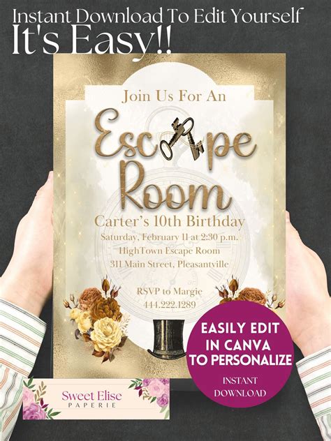 Escape Room Invitation Escape Room Party Editable Invitation Escape Room Birthday Invitation