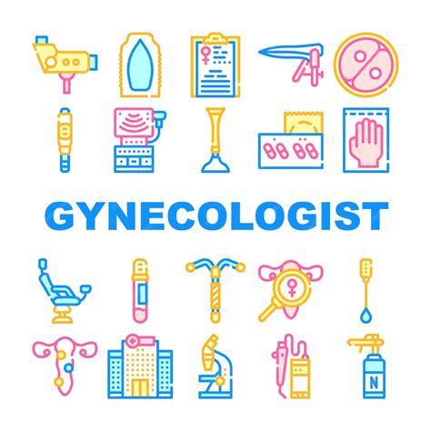 Premium Vector Gynecologist Treatment Collection Icons Set Vector Gynecologist Colposcope And