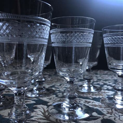 Proantic Série De 6 Verres à Vin Cristal Gravé Baccarat fin XIXe