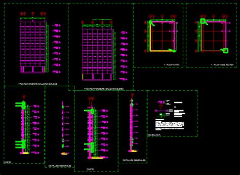 Proyecto Muro Cortina Fachada Edificio De 7 Niveles En DWG 756 96 KB