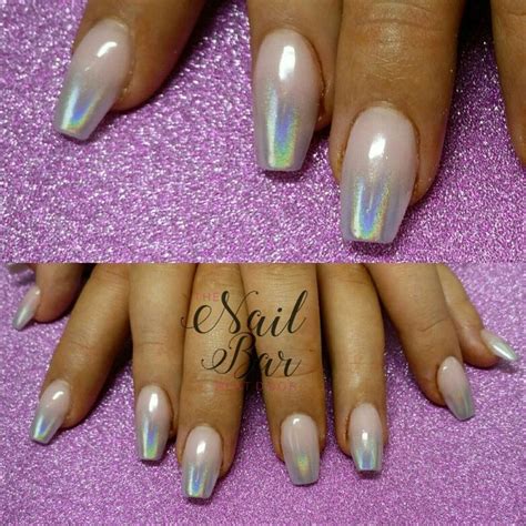 Holographic Chrome Ombre Acrylic Nails Unicorn Nails Holo Ombre Acrylic Nails Short Acrylic