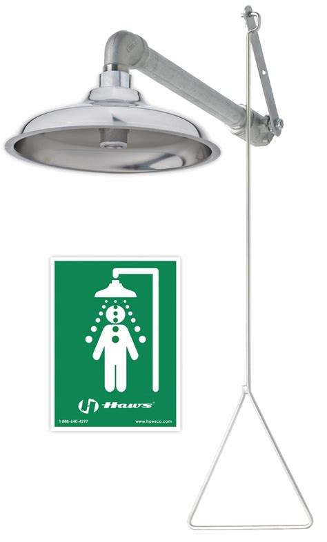 HAWS Emergency Shower, Wall Mount, Stainless Steel, 11 in Head Dia ...