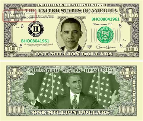 Barack Obama 1 Million Dollar Bills Realistic Looking Fake Novelty