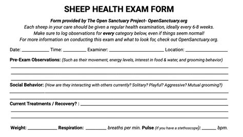 The Open Sanctuary Projects Sheep Health Exam Form The Open Sanctuary Project